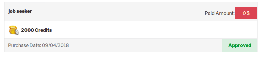 Job Seeker Purchase History