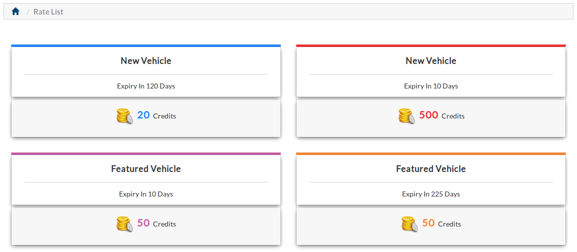 Rate list