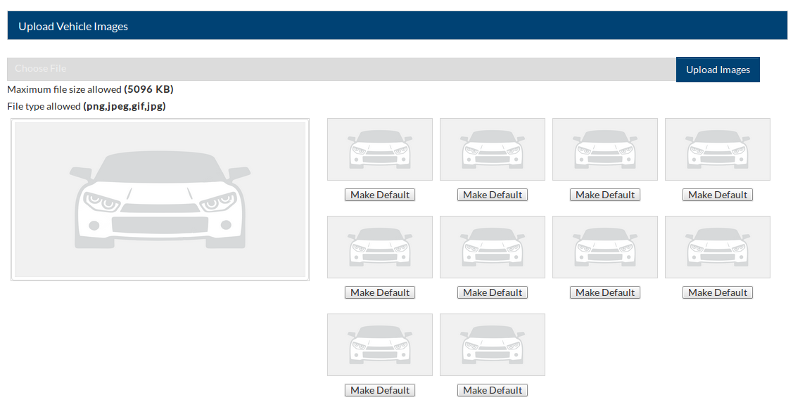 Add vehicle Image Section